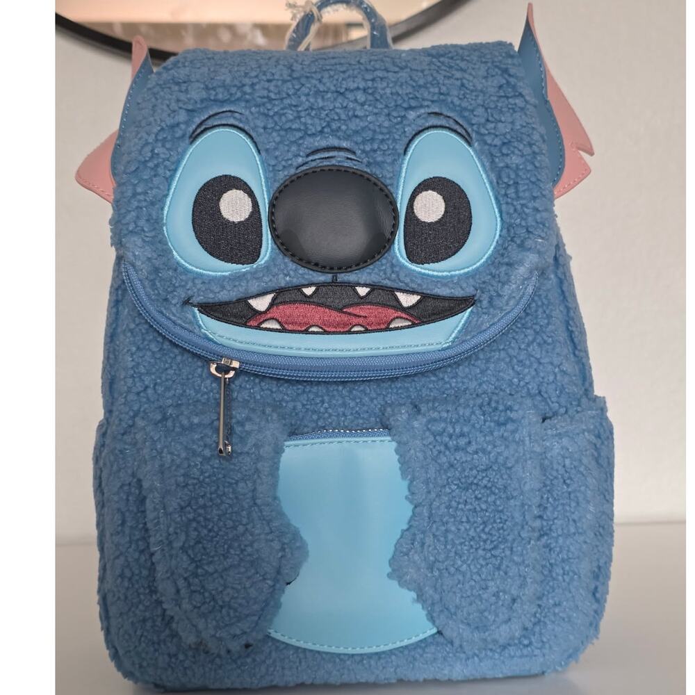 Loungefly Disney Stitch Plush Sherpa Cosplay Mini Backpack | NWT